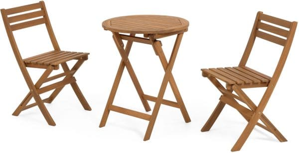 Elisia, Cafesæt m. bord og 2 stole by LaForma (H: 82 cm. B: 60 cm. L: 60 cm., Natur)