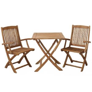 Boston Cafésæt i massiv teak - 2 stole og 1 Cafébord