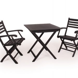 Hornbæk 70x70 Cafesæt m/armlæn - Sort
