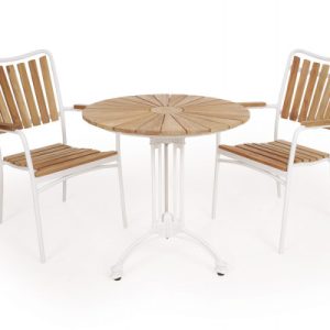 DaneLine Eva Teak Cafésæt - Ø70 cm - Hvid