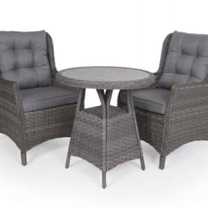 Rio Grå Cafesæt m/2 loungestole - Ø 70 cm